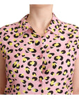 Love Moschino Sleeveless Leopard Print Polo Top