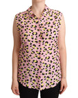 Love Moschino Sleeveless Leopard Print Polo Top