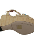 Dolce & Gabbana Beige Silk Strap Wedge Sandals