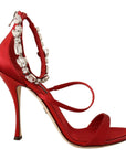Dolce & Gabbana Red Crystal-Embellished Heel Sandals
