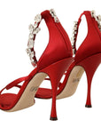 Dolce & Gabbana Red Crystal-Embellished Heel Sandals