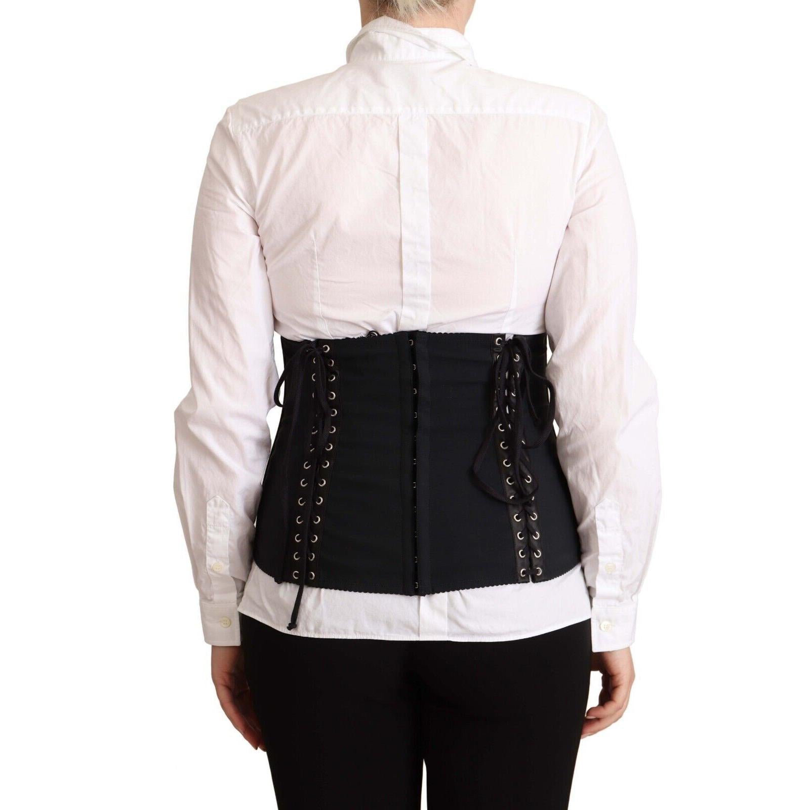 Dolce & Gabbana Chic Black Corset Belt Top