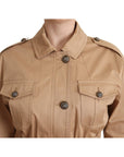 Dolce & Gabbana Chic Beige Button Down Coat with Embellishments