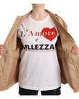 Dolce & Gabbana Chic Beige Button Down Coat with Embellishments