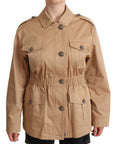 Dolce & Gabbana Chic Beige Button Down Coat with Embellishments