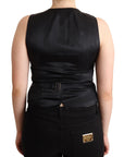 Dolce & Gabbana Elegant Black Vest Top with Button Detail