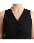 Dolce & Gabbana Elegant Black Vest Top with Button Detail