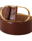 Dolce & Gabbana Elegant Brown Leather Belt with Gold Buckle