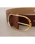 Dolce & Gabbana Elegant Brown Leather Belt with Gold Buckle