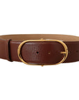 Dolce & Gabbana Elegant Brown Leather Belt with Gold Buckle