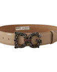 Dolce & Gabbana Vintage-Brass Logo Pearl Embellished Belt
