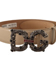Dolce & Gabbana Vintage-Brass Logo Pearl Embellished Belt