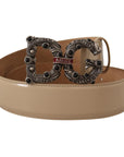Dolce & Gabbana Vintage-Brass Logo Pearl Embellished Belt