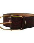 Dolce & Gabbana Elegant Red Python Leather Belt with Gold Buckle