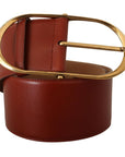 Dolce & Gabbana Elegant Maroon Leather Belt with Gold Accents