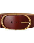 Dolce & Gabbana Elegant Maroon Leather Belt with Gold Accents