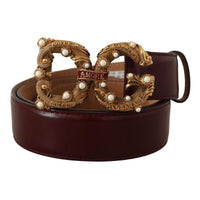 Dolce & Gabbana Elegant Bordeaux Leather Amore Belt