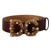 Dolce & Gabbana Elegant Bordeaux Leather Amore Belt