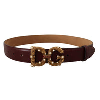 Dolce & Gabbana Elegant Bordeaux Leather Amore Belt
