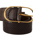 Dolce & Gabbana Elegant Python Leather Belt with Gold Buckle