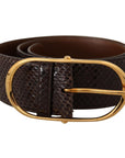 Dolce & Gabbana Elegant Python Leather Belt with Gold Buckle