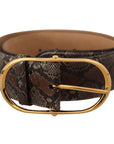 Dolce & Gabbana Elegant Brown Leather Belt with Gold Buckle