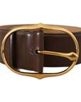 Dolce & Gabbana Elegant Brown Leather Belt with Gold Buckle