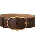 Dolce & Gabbana Elegant Brown Leather Belt with Gold Buckle