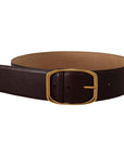 Dolce & Gabbana Elegant Dark Brown Leather Belt with Gold Buckle