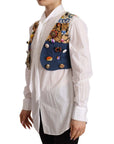 Dolce & Gabbana Multicolor Cropped Vest Top with Button Accents