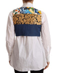 Dolce & Gabbana Multicolor Cropped Vest Top with Button Accents