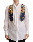 Dolce & Gabbana Multicolor Cropped Vest Top with Button Accents