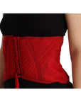 Dolce & Gabbana Elegant Red Silk Corset Belt Top