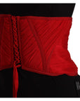Dolce & Gabbana Elegant Red Silk Corset Belt Top