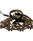 Dolce & Gabbana Elegant Crystal Daisy Chain Leather Belt
