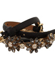 Dolce & Gabbana Elegant Crystal Daisy Chain Leather Belt