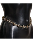 Dolce & Gabbana Elegant Crystal Daisy Chain Leather Belt
