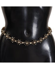 Dolce & Gabbana Elegant Crystal Daisy Chain Leather Belt