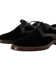 Dolce & Gabbana Elegant Black Velvet & Exotic Leather Dress Shoes