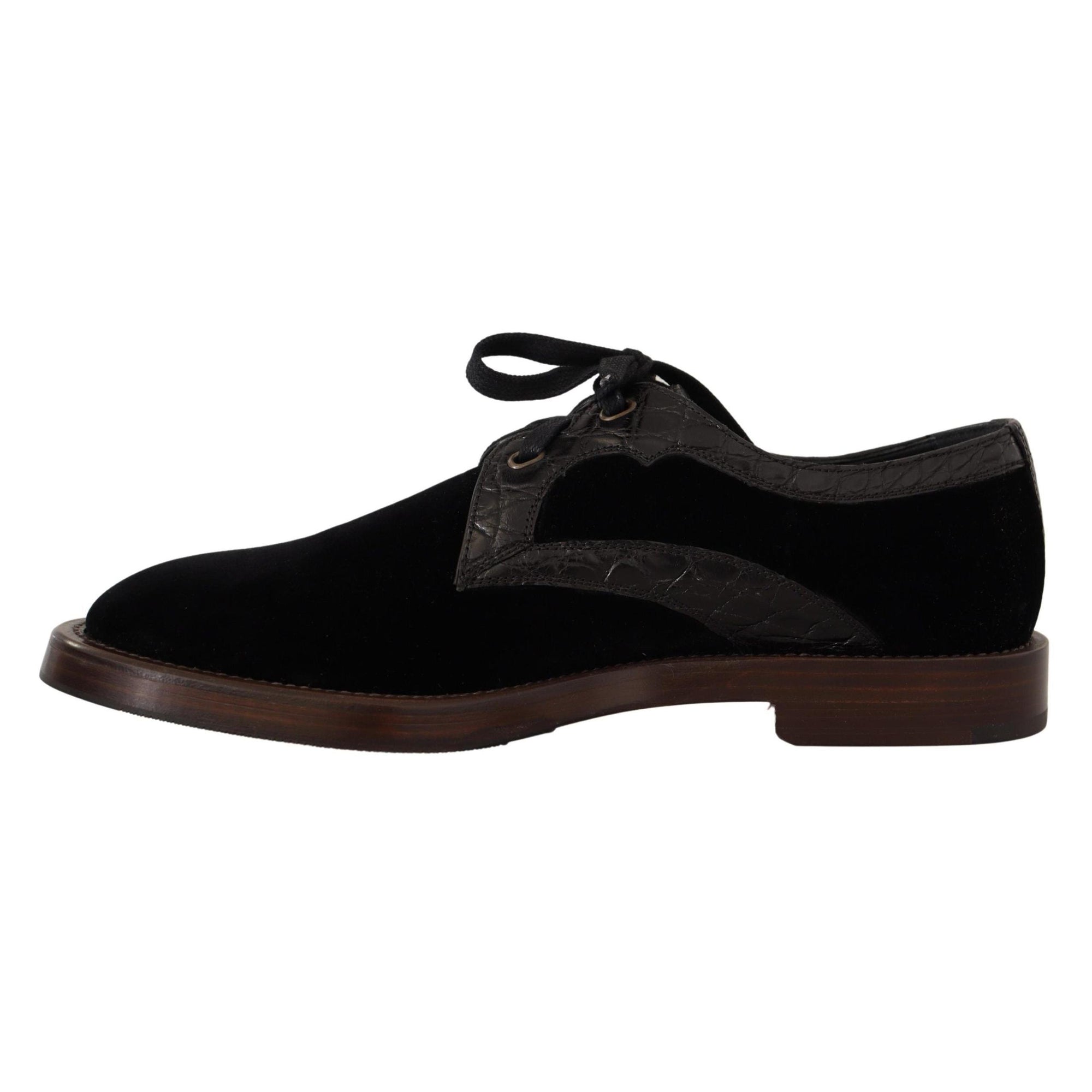 Dolce & Gabbana Elegant Black Velvet & Exotic Leather Dress Shoes
