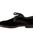 Dolce & Gabbana Elegant Black Velvet & Exotic Leather Dress Shoes