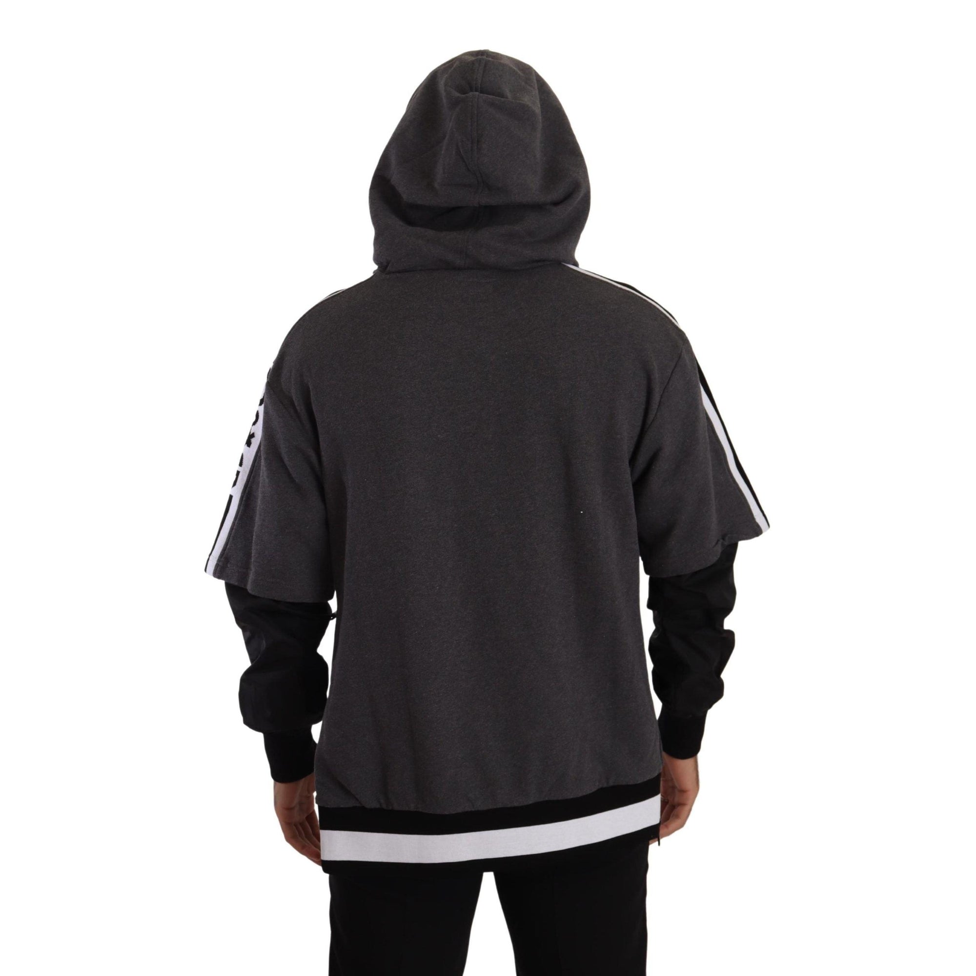 Dolce & Gabbana Elegant Hooded Black & Gray Pullover Sweatshirt