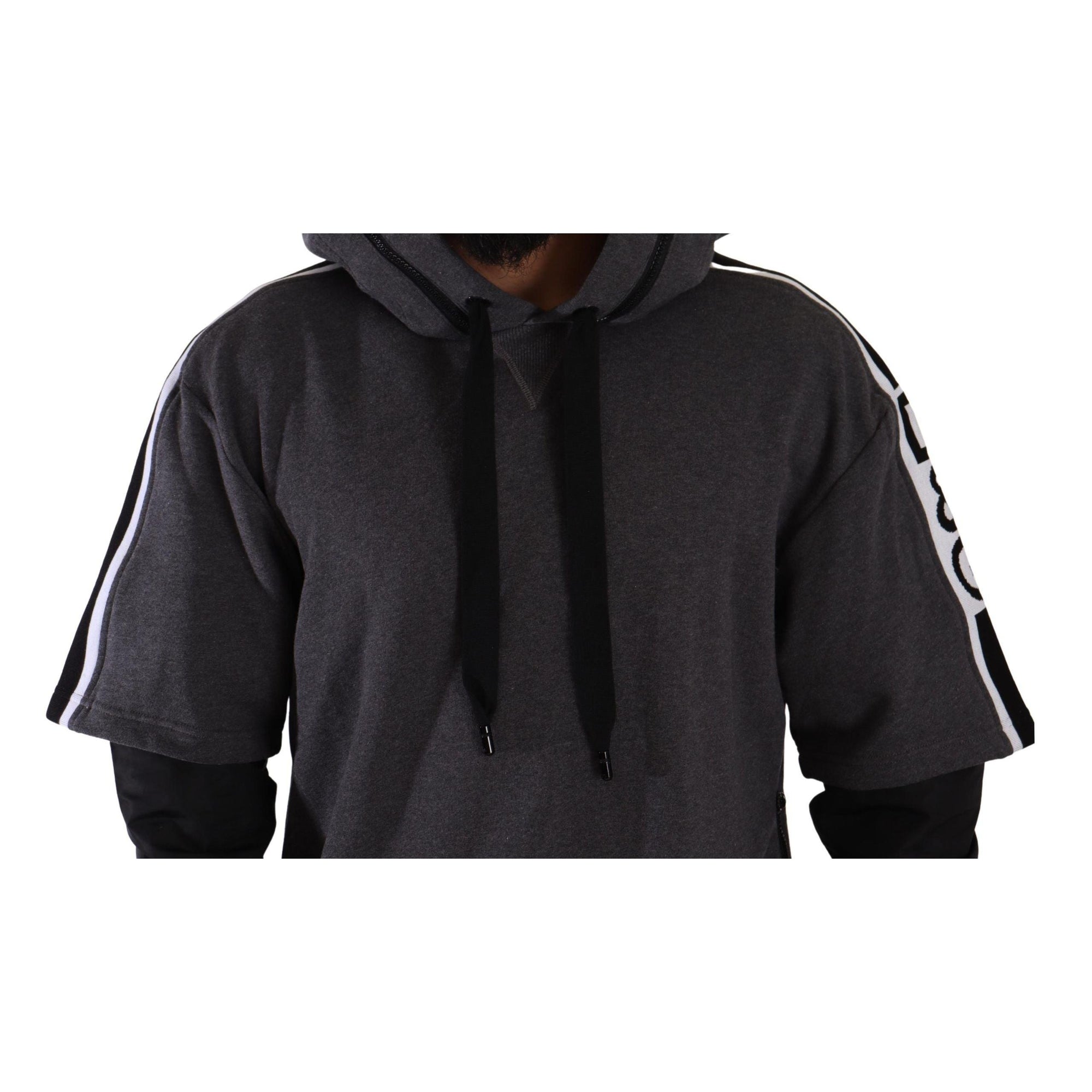 Dolce & Gabbana Elegant Hooded Black & Gray Pullover Sweatshirt