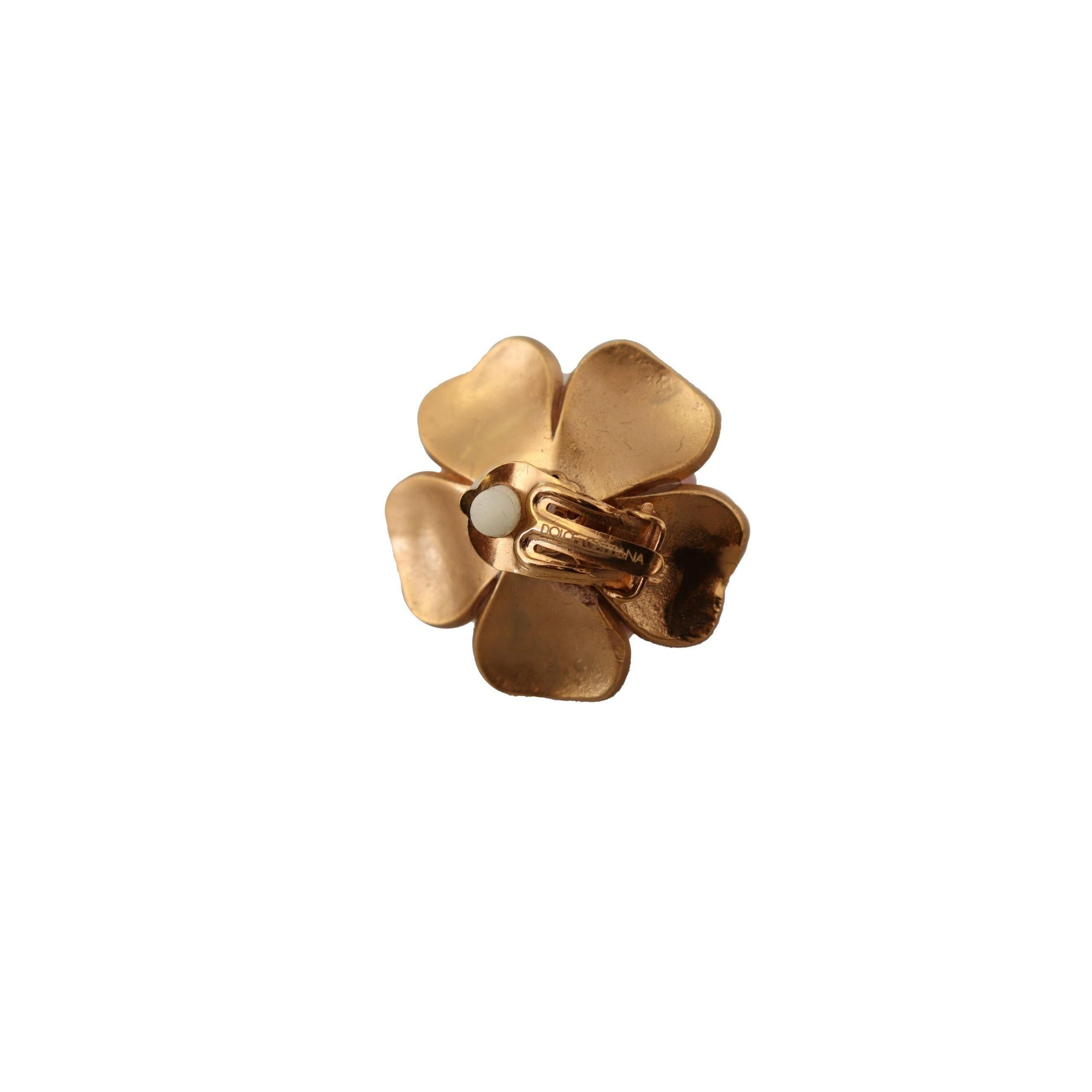 Dolce & Gabbana Elegant Floral Crystal Pearl Clip-On Earrings
