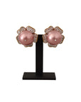 Dolce & Gabbana Elegant Floral Crystal Pearl Clip-On Earrings