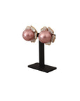 Dolce & Gabbana Elegant Floral Crystal Pearl Clip-On Earrings