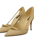 Dolce & Gabbana Chic Pointed Toe Leather Pumps in Sunshine Yellow