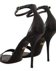 Dolce & Gabbana Elegant Ostrich Leather Ankle Strap Heels