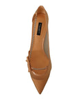 Dolce & Gabbana Elegant Beige Mesh Pumps with Silver Chains