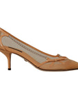 Dolce & Gabbana Elegant Beige Mesh Pumps with Silver Chains